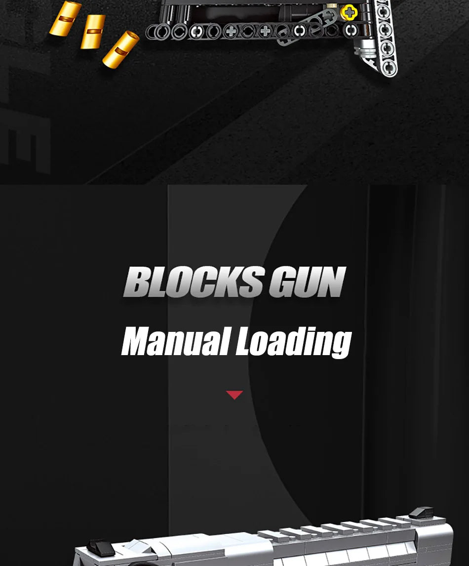 795pcs Desert Eagle Handgun Building Block Set – Military MOC Pistol Toy for Kids & Adults