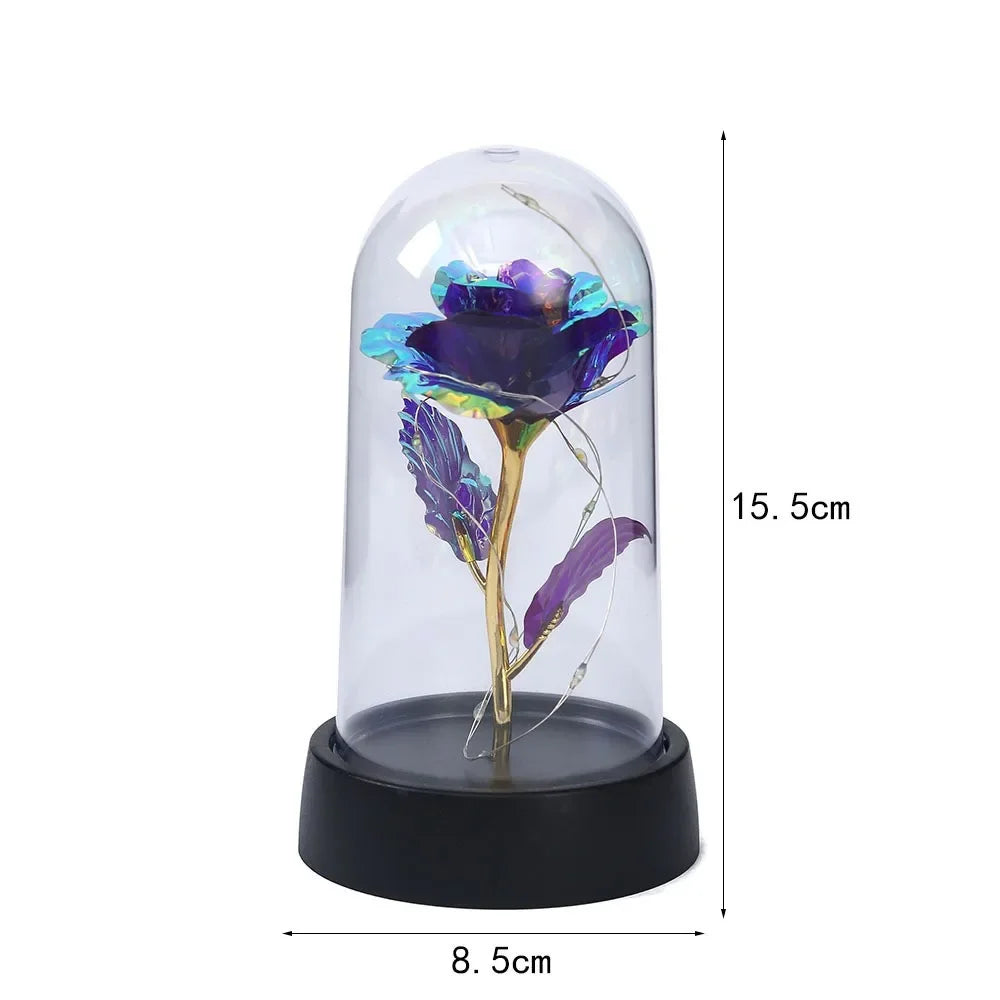 Valentine's Day Eternal Rose LED Light – Foil Flower in Glass Cover, Romantic Gift for Girlfriend, Mother's Day & Wedding Bridesmaid Favor