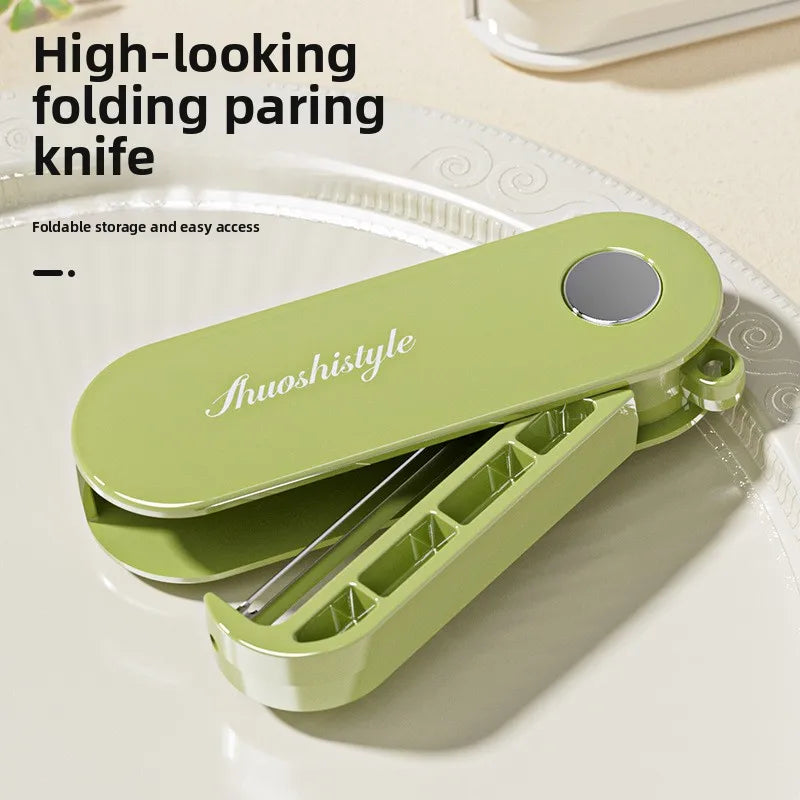 Portable Mini Stainless Steel Fruit Knife - Folding Peeler & Paring Knife for Kitchen and Household Use