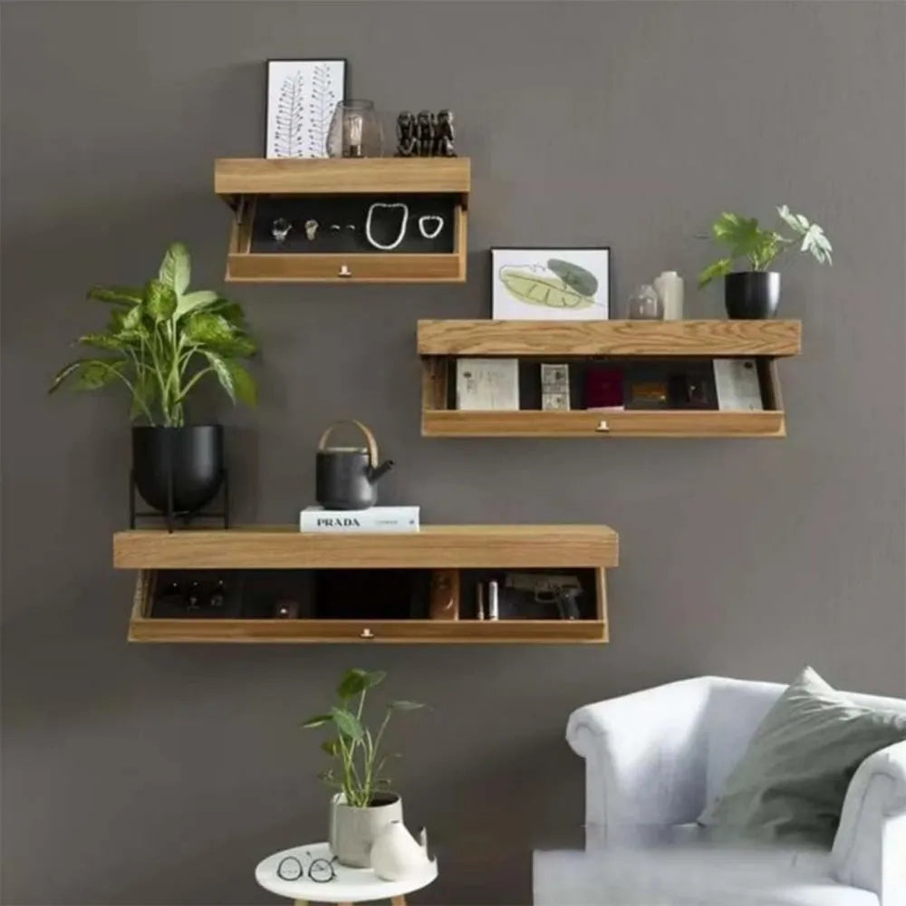 # Floating Wall Shelf with Hidden Storage - Lockable Secret Compartment for Valuables & Home Organization