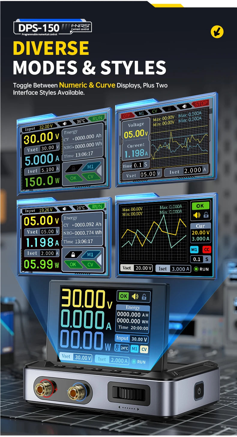 FNIRSI DPS-150 Mini Laboratory DC Power Supply — Adjustable 30V 5A Digital Display CNC Regulator