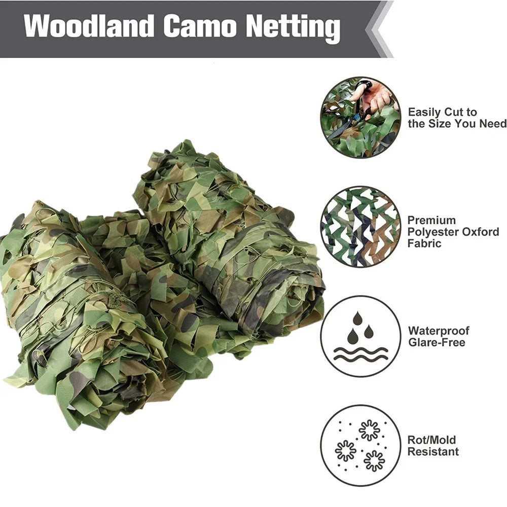 4Mx5M/4Mx6M Hunting Camouflage Net - Woodland Camo Shade Shelter for Camping, Vehicles, Privacy & Outdoor Use