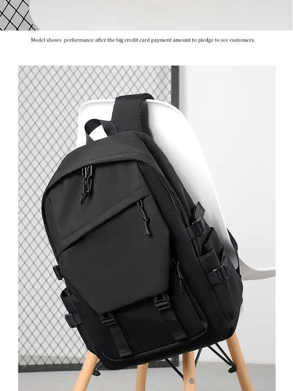15 Inch Polyester Waterproof Men’s Backpack – Simple, Fashionable Student & Couple Computer Bag