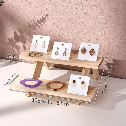 Wooden Display Rack – Ear Stud, Earrings, Perfume & Jewelry Organizer for Desktop