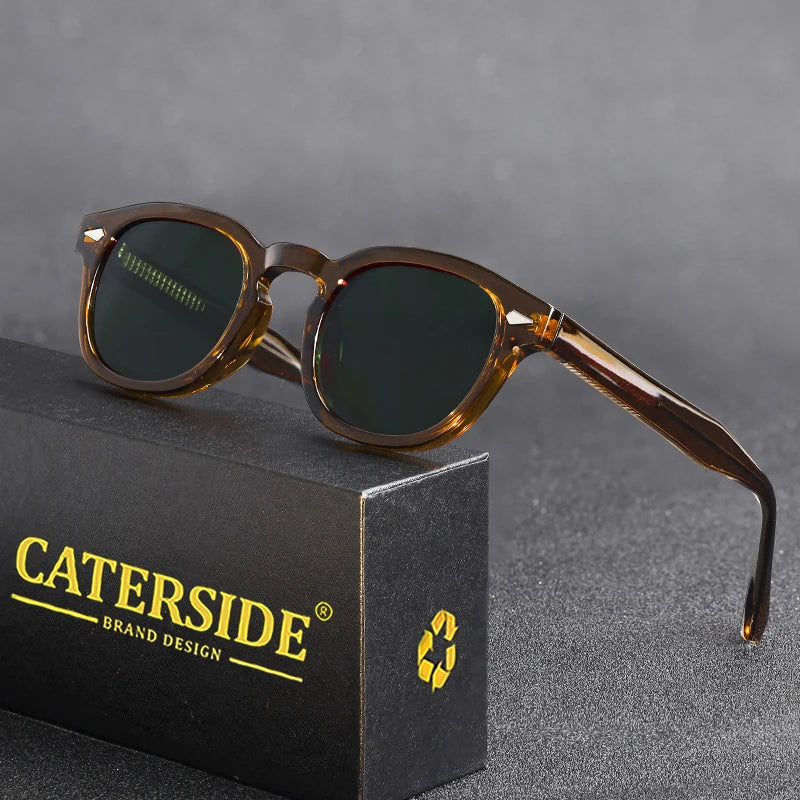 CATERSIDE Retro Round Sunglasses — Luxury Punk Pin Temple Shades for Men & Women, Sports, Leisure & Party UV400 Eyewear