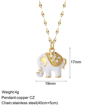 Heart Evil Blue Eye Sun Necklace – Cute Dog, Bee & Elephant Gold Pendant with Long Stainless Steel Chain for Women