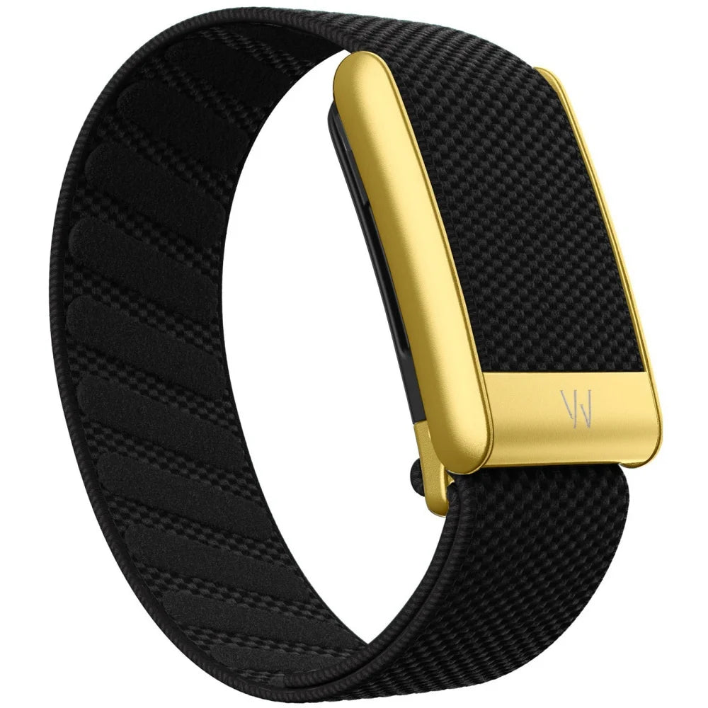 Whoop 5.0 Compatible Nylon Wristband - Black, Silver & Gold Woven Elastic Sports Replacement Strap