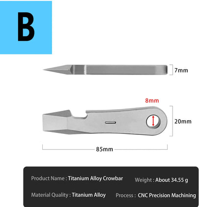 Titanium Alloy Multifunction EDC Tool – Wrench, Pry Bar, Bottle Opener & Screwdriver for Outdoor Use