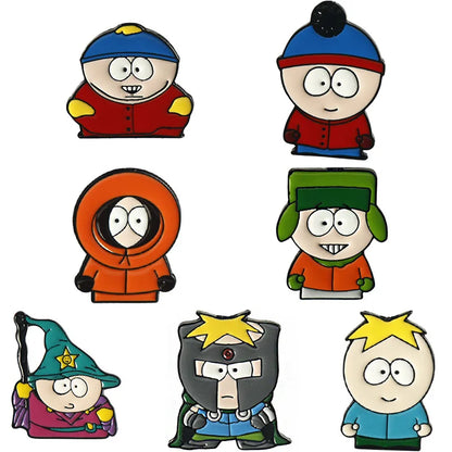 7-Piece Cartoon TV and Movie Character Enamel Pin Set - Metal Lapel Brooches for Backpacks, Hats, Cosplay and Gifts