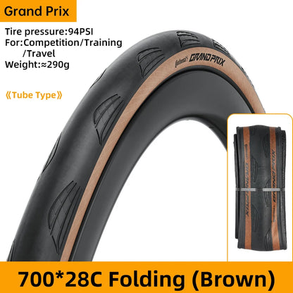 Continental Grand Prix Road Bicycle Tire – 700C Folding Clincher, Tubeless & Tube Options