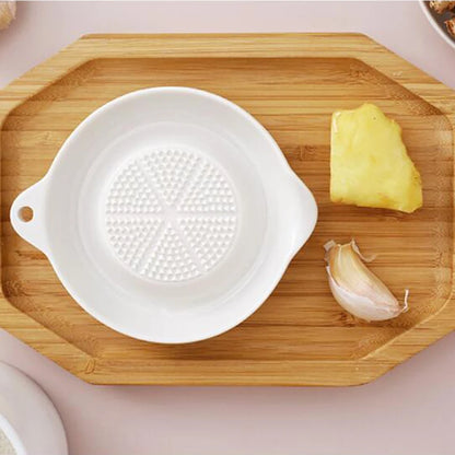 Ceramic Ginger & Garlic Grater Tool – Portable White Porcelain Hand Grinder for Kitchen Use, Ginger, Garlic & Vegetable Mashing