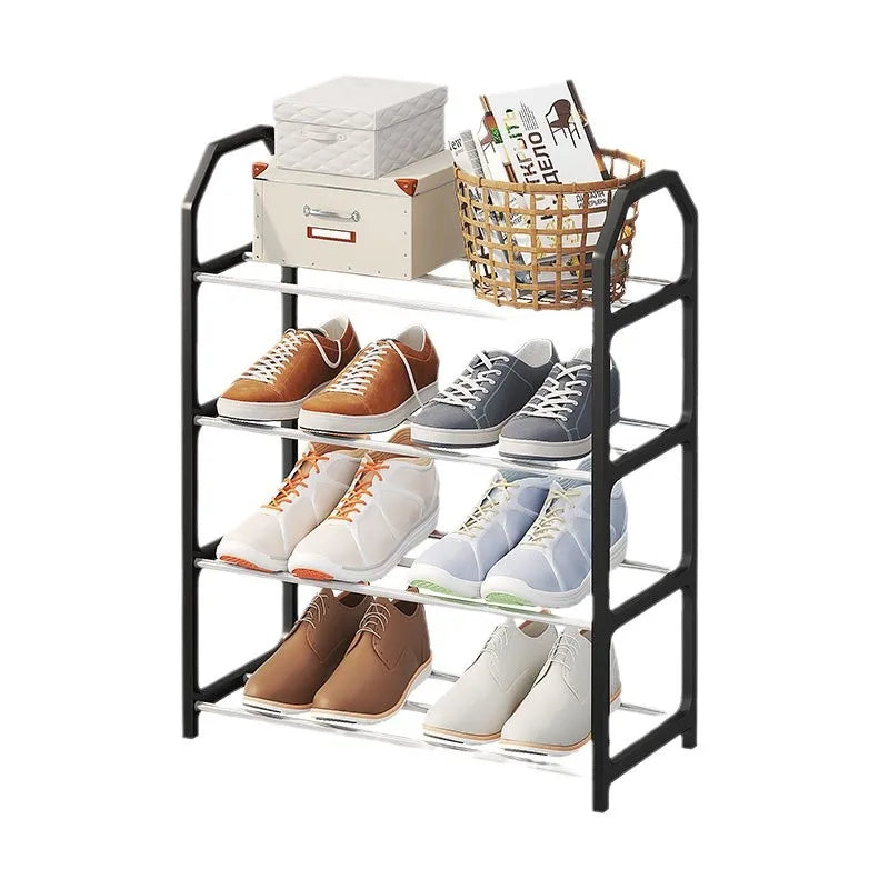 4-Floor Creative Home Shoe Rack – Dormitory Door Storage Cabinet, Black, 2 Sets Assembly Components for Shoes