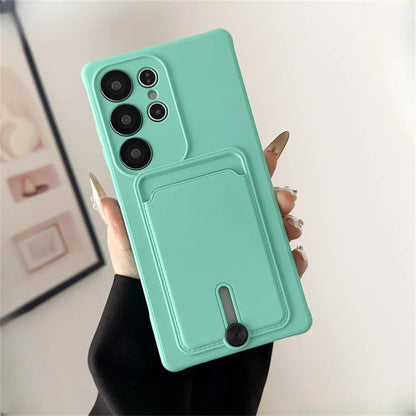Liquid Silicone Samsung Galaxy Wallet Case with Card Holder – Shockproof Cover for S26/S25/S24 Ultra, Plus, FE & A56/A55/A54 Series