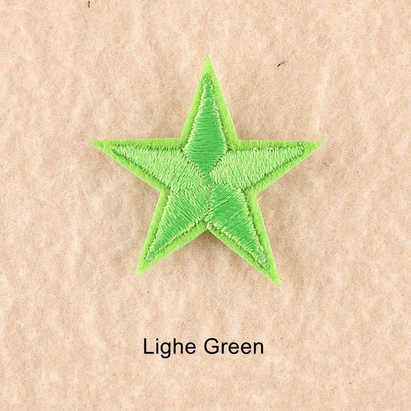 10Pcs Mini Star Embroidery Iron-On Patches – DIY Clothing Appliques Pentagram Stickers for Jackets, Jeans & Bags (Black, White, Gold)