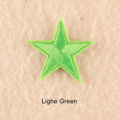 10Pcs Mini Star Embroidery Iron-On Patches – DIY Clothing Appliques Pentagram Stickers for Jackets, Jeans & Bags (Black, White, Gold)