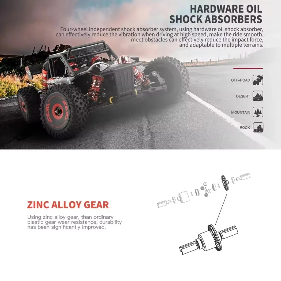 WLtoys 124016 V8 RC Car — 75 KM/H Brushless 4WD High-Speed Electric Off-Road Drift Toy for Adults