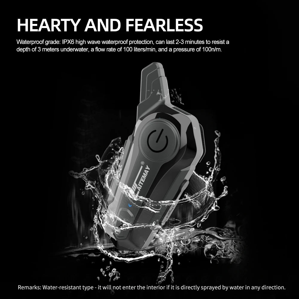 1/2X Bluetooth V5.3 Motorcycle Helmet Intercom Headset – 1000M Noise-Reduction Interphone with Music Sharing for Moto Riders
