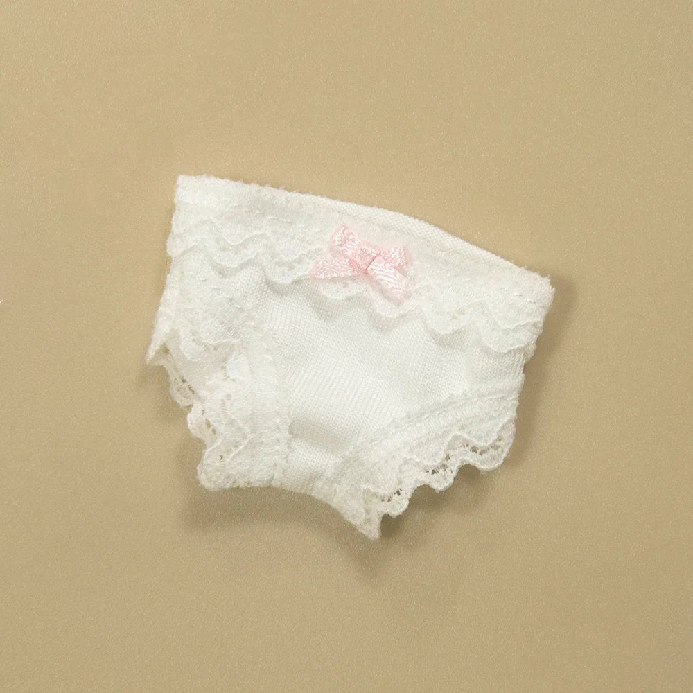 Blythe Doll Panties – Cute Pink Bow Lace Leggings & White Pants for Ymy, Licca, Azone, Ob22/24/27 Dolls, Doll Clothes Accessories