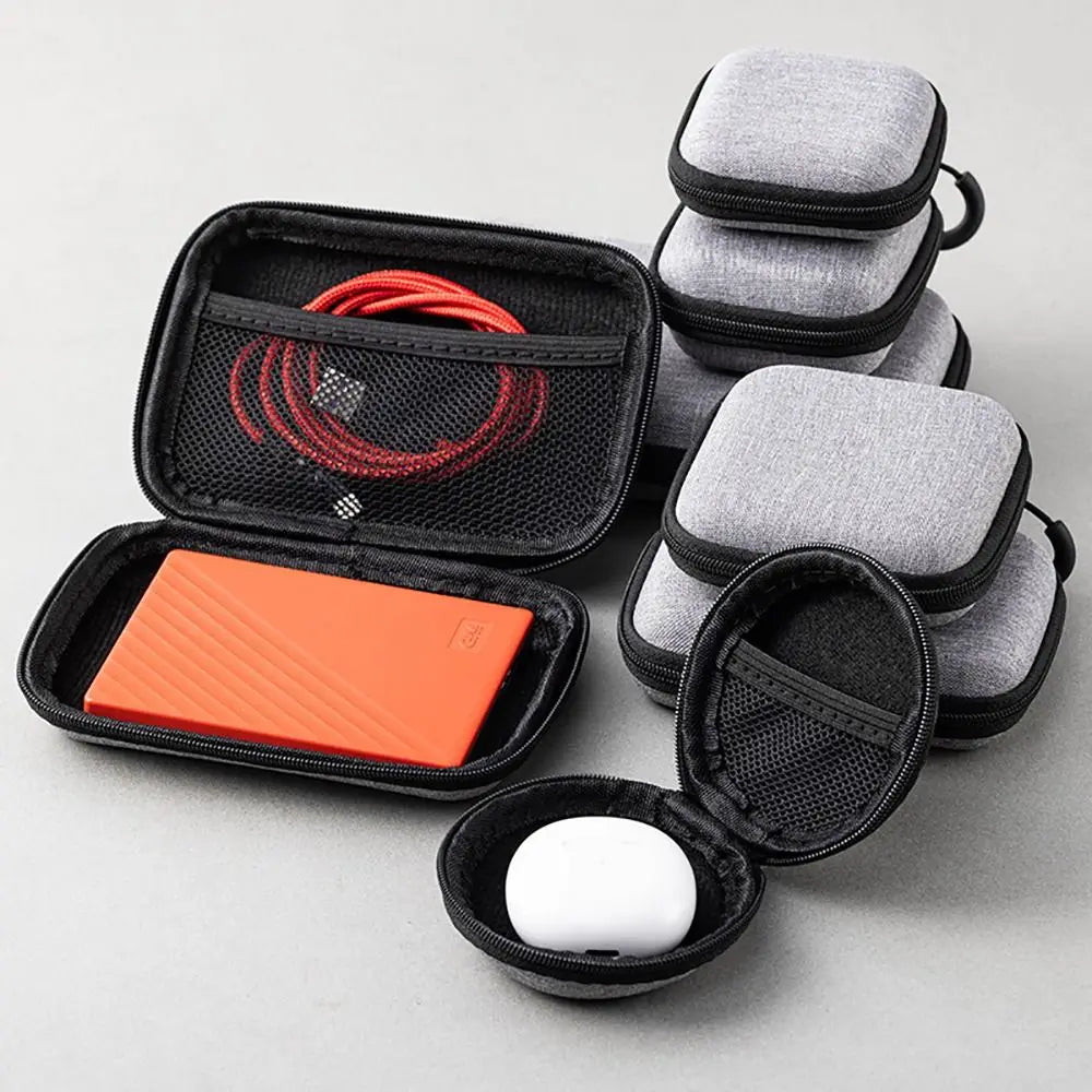 Mini EVA Storage Bag — Zipper Carrying Pouch for AirPods, Earphones, Phone, Charging Cables & Digital Accessories