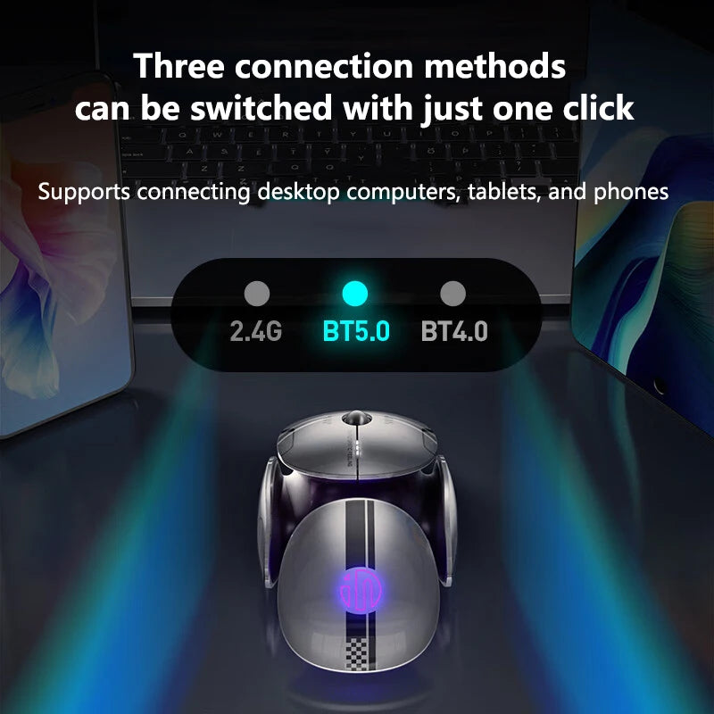 Inphic X2 Silent Bluetooth Mouse – Rechargeable Wireless Gaming & Office Mouse with Metal Base for Computer & Laptop