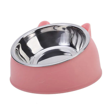Stainless Steel Cat Food Bowl - Inclined Feeding Bowl for Cats and Puppies