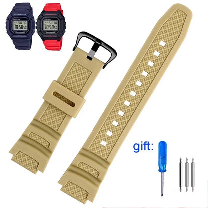Rubber Silicone Watch Band for Casio F-108WH W-216H W-218H W-215 W-752 W-S200H SGW-400/500H - Waterproof Resin Replacement Strap