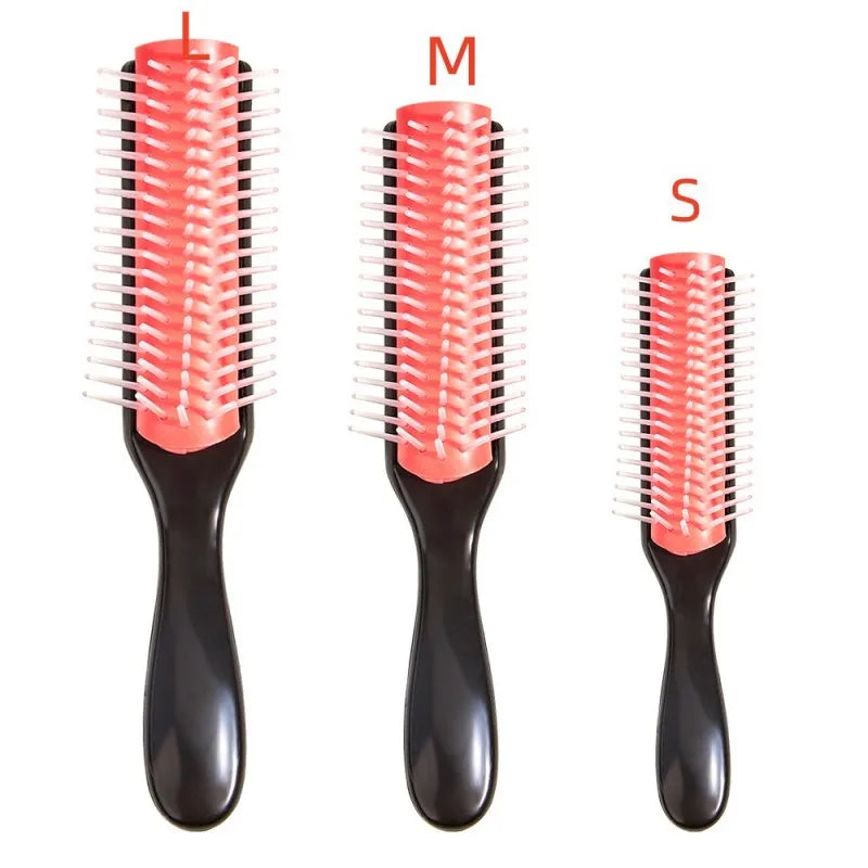 Effortless Detangling: 9-Row Denman Detangling Hair Brush - Scalp Massager Straight Wet Comb for Women, Men, and Salon Use - Perfect for Curly Hair