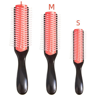 Effortless Detangling: 9-Row Denman Detangling Hair Brush - Scalp Massager Straight Wet Comb for Women, Men, and Salon Use - Perfect for Curly Hair