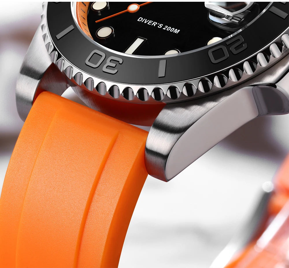 ADDIESDIVE 41mm Men’s Quartz Dive Watch – Rotatable Bezel, Stainless Steel, Luminous BGW9, Rubber Strap, 200m Water Resistant