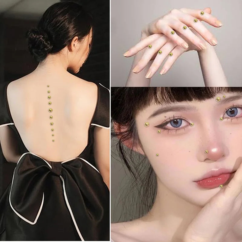 165PCS Non-Piercing Lip, Nail & Body Stickers – Self-Adhesive, Waterproof, Reusable Fake Jewelry for Lip, Eyebrow, Nose & Belly Button