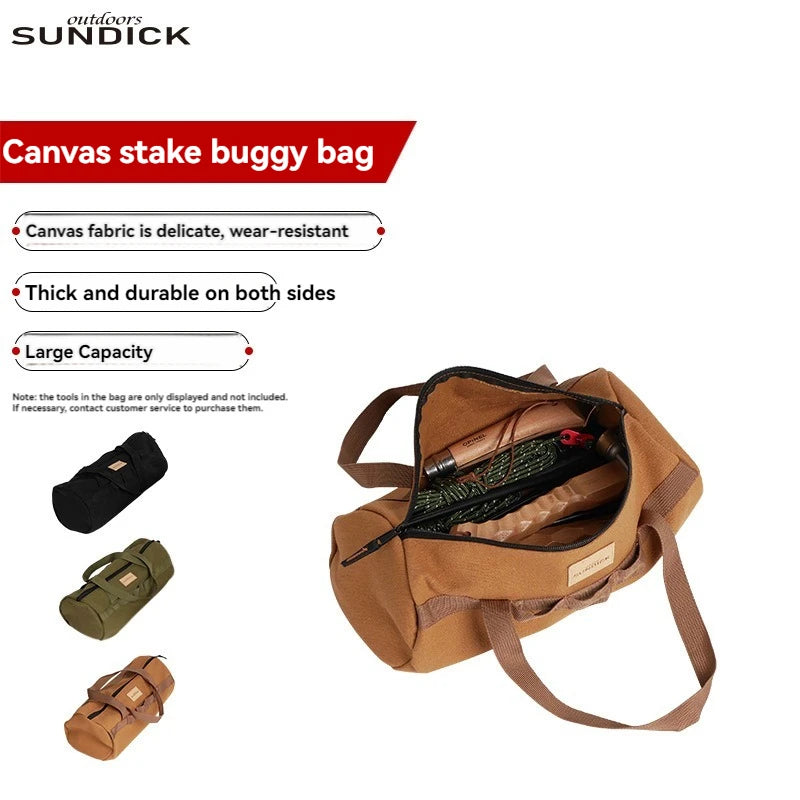 Cylinder Handheld Storage Bag – Large Capacity Thickened Camping Tent Peg and Tool Organizer Bag