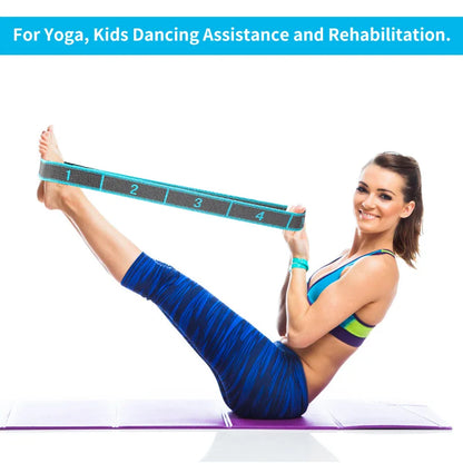 Elastic Yoga Stretching Strap with Loops – Stretch Band for Ballet, Dance, Pilates, Gymnastics, and Body Flexibility