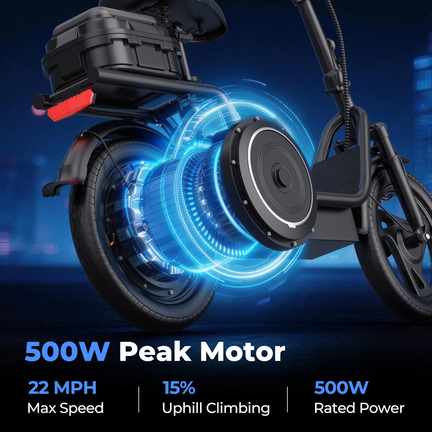 Folding Electric Scooter with Seat - 500W Motor, 48V 10.4Ah Battery, 14-Inch Tires, Commuter E-Scooter
