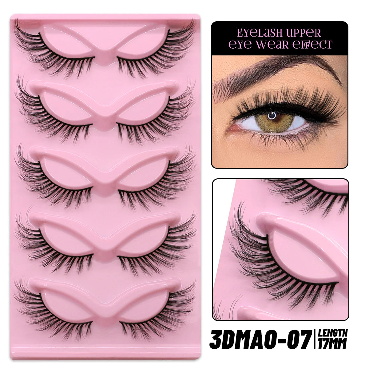GROINNEYA Cat Eye False Eyelashes – Natural Long Clear Band Winged End Faux Mink Lashes for Eye-Enhancing Makeup