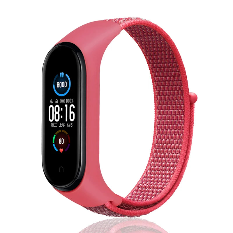 Nylon Loop Strap for Xiaomi Mi Band - Adjustable Sport Wristband Bracelet for Mi Band 3 4 5 6 7 8