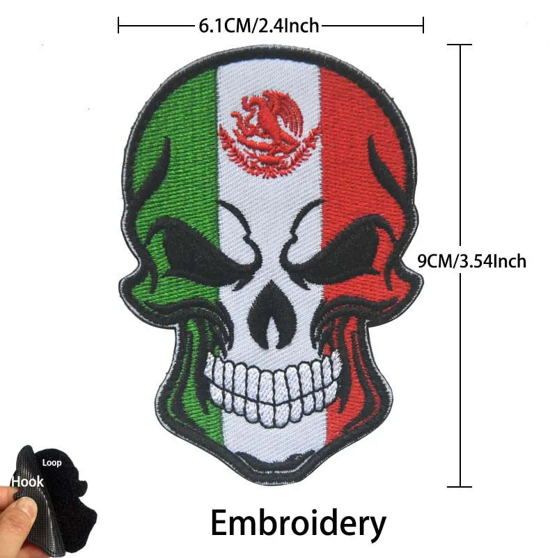 Mexico Flag Eagle Skull Patch - Embroidered Fabric & PVC Tactical Applique Badge for Bags and Gear