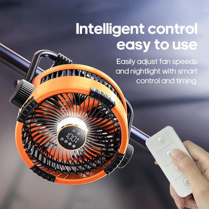 New 6-in-1 Multifunctional Desktop & Camping Fan — 20000mAh Outdoor Air Circulator with 4-Speed Wireless Tent & Ceiling Fan
