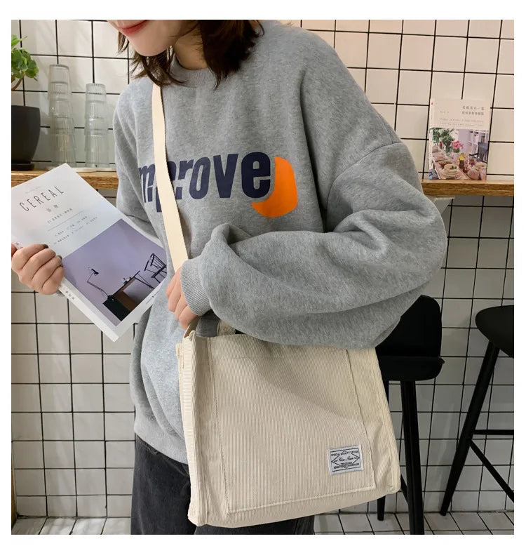 Rilibegan Shoulder Bag for Women - New Style Simple Corduroy, Large Capacity, Small Square Handbag, Trendy and Portable