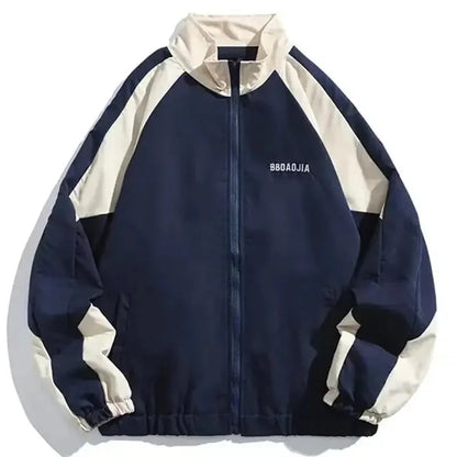 Hip Hop Varsity Jacket for Men - High Street Patchwork Color Block Windbreaker Spring Autumn College Coat