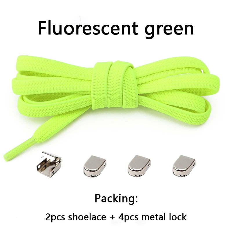 No-Tie Elastic Shoelaces – One Size Fits All Sneakers for Adults & Kids, Flat Tieless Shoestrings