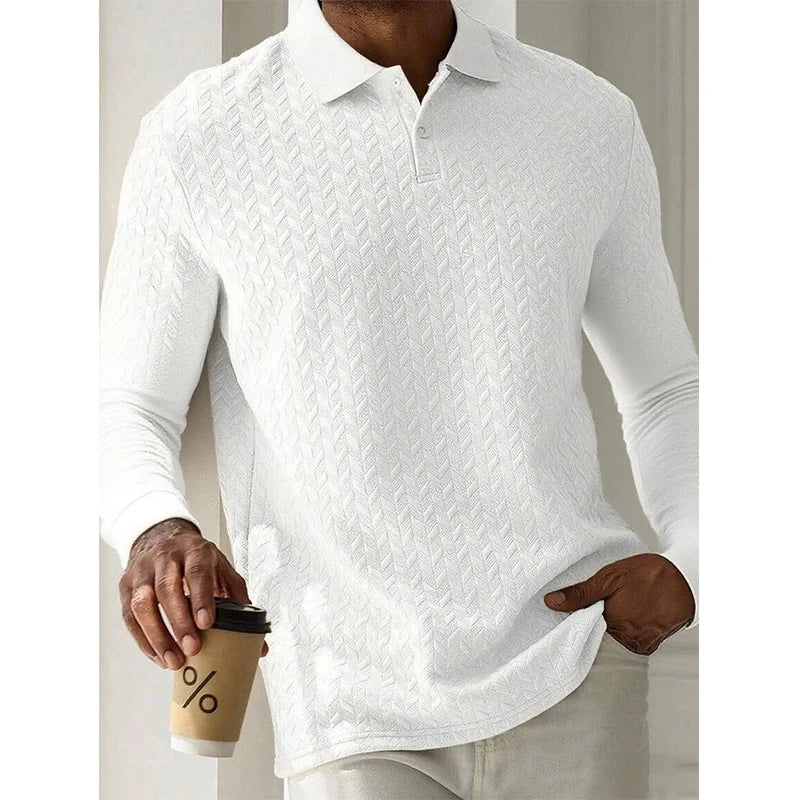 Men’s Long Sleeve Polo Shirt - High Quality Business Casual T-Shirt for Office and Fashion Style