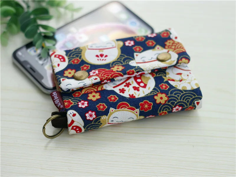 Women’s Canvas Cartoon Card Wallet – Foldable Key Organizer & Coin Purse, Small Pouch Money Bag for Girls 2024