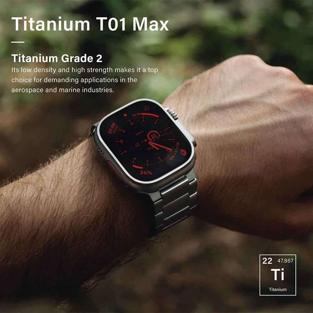 Luxury Titanium Bracelet for Apple Watch: Ultra 2 Band, Business Strap Compatible with Series 4-9, SE - Sizes 49mm, 45mm, 44mm, 42mm