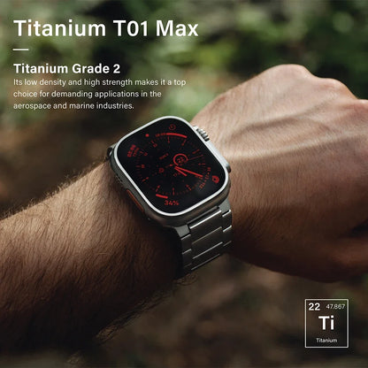 Luxury Titanium Bracelet for Apple Watch: Ultra 2 Band, Business Strap Compatible with Series 4-9, SE - Sizes 49mm, 45mm, 44mm, 42mm