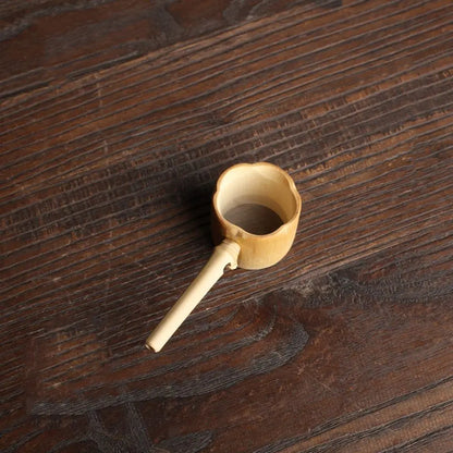 Japanese-Style Natural Bamboo Rattan Tea Scoop – Tea Shovel, Leaves Chooser, Honey & Coffee Spoon, High-Quality Holder