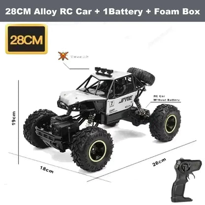 1:12/16 RC Off-Road Truck – 4WD Remote Control Car with Metal Shell & LED Lights for Kids