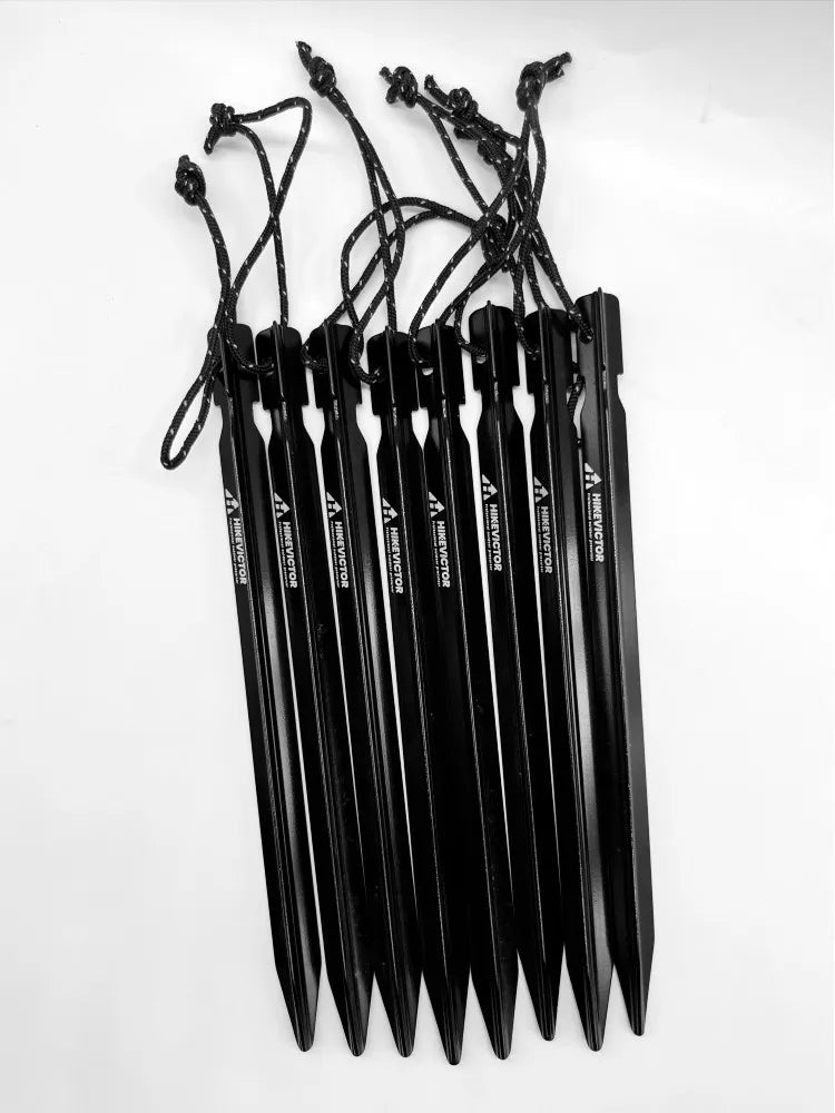 HIKEVICTOR 10Pcs 18cm Aluminum Alloy Tent Pegs | Camping Accessories with Hammer | Wind Rope Nail Storage Case | Travel Essential
