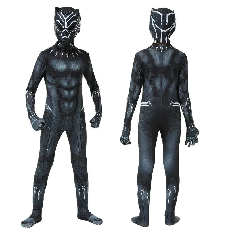 Anime Superhero Black Panther Cosplay Costume – Jumpsuit Bodysuit for Kids, Boys & Adults, Halloween Dress-Up
