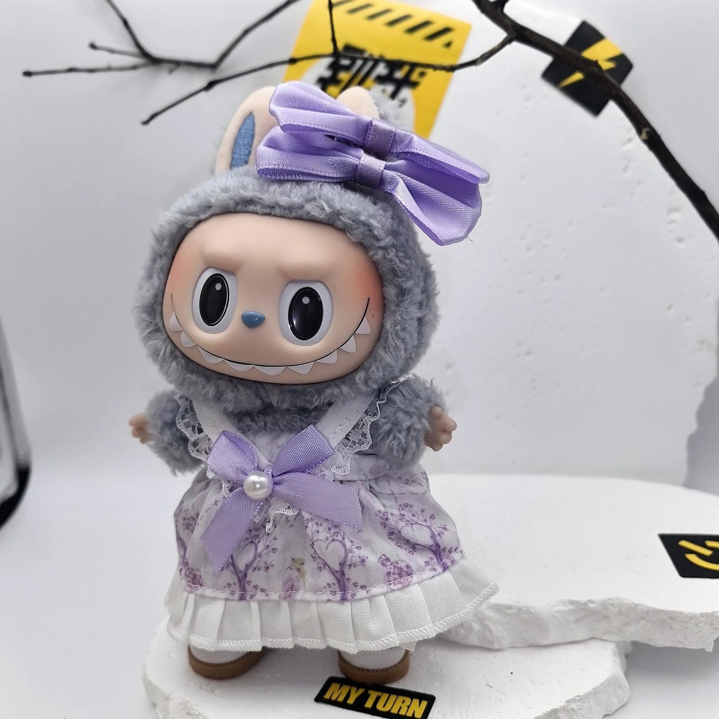17cm Labubu POP MART Blind Box Doll Clothes – Cute Princess Dress with Suspenders Skirt (Clothes Only)