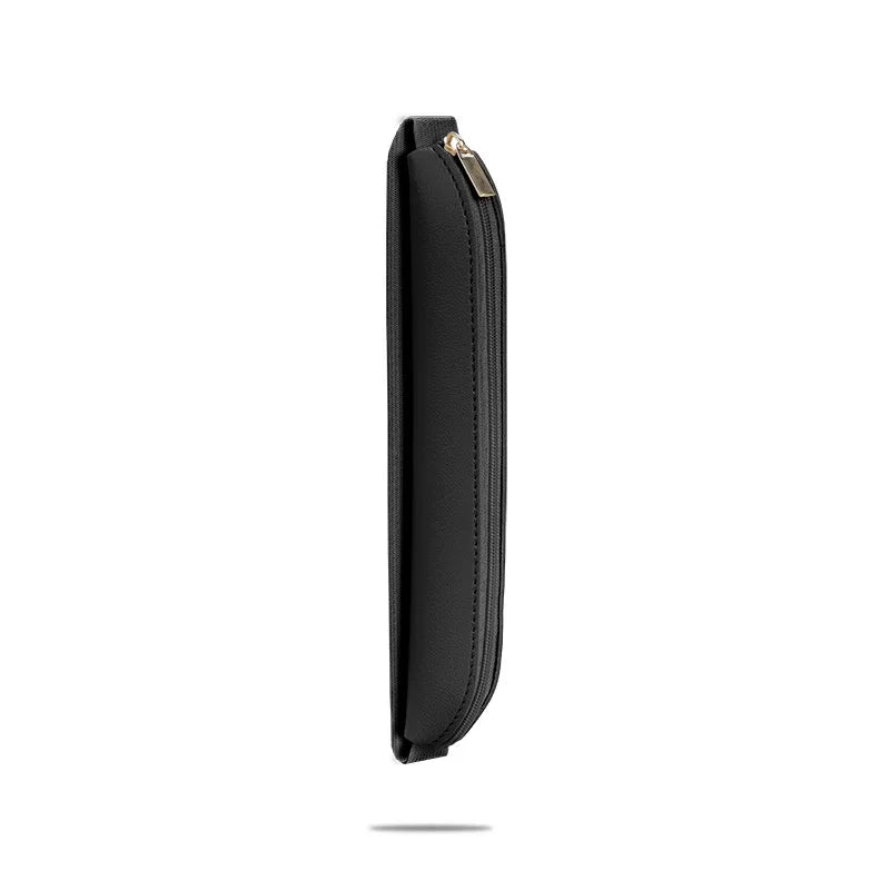 PU Leather Pencil Bag - Portable Multi-Function Storage Pouch with Elastic Band & Pen Clip for Office, Laptop & Notebook
